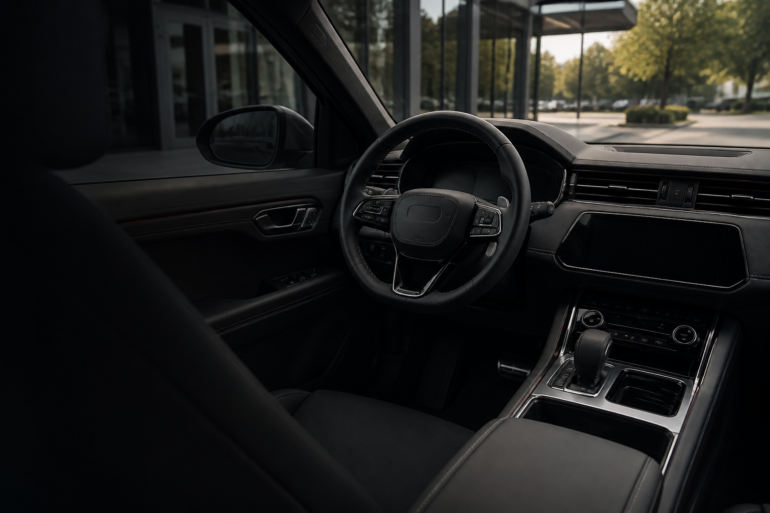Driver's view of a modern vehicle interior