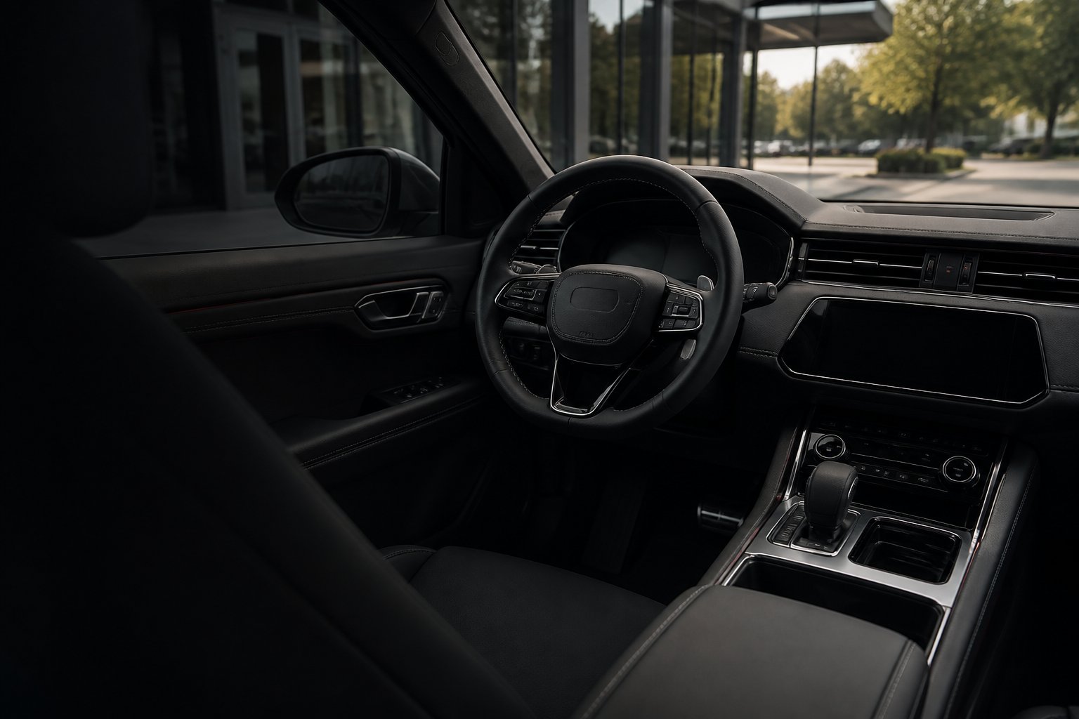 Driver's view of a modern vehicle interior