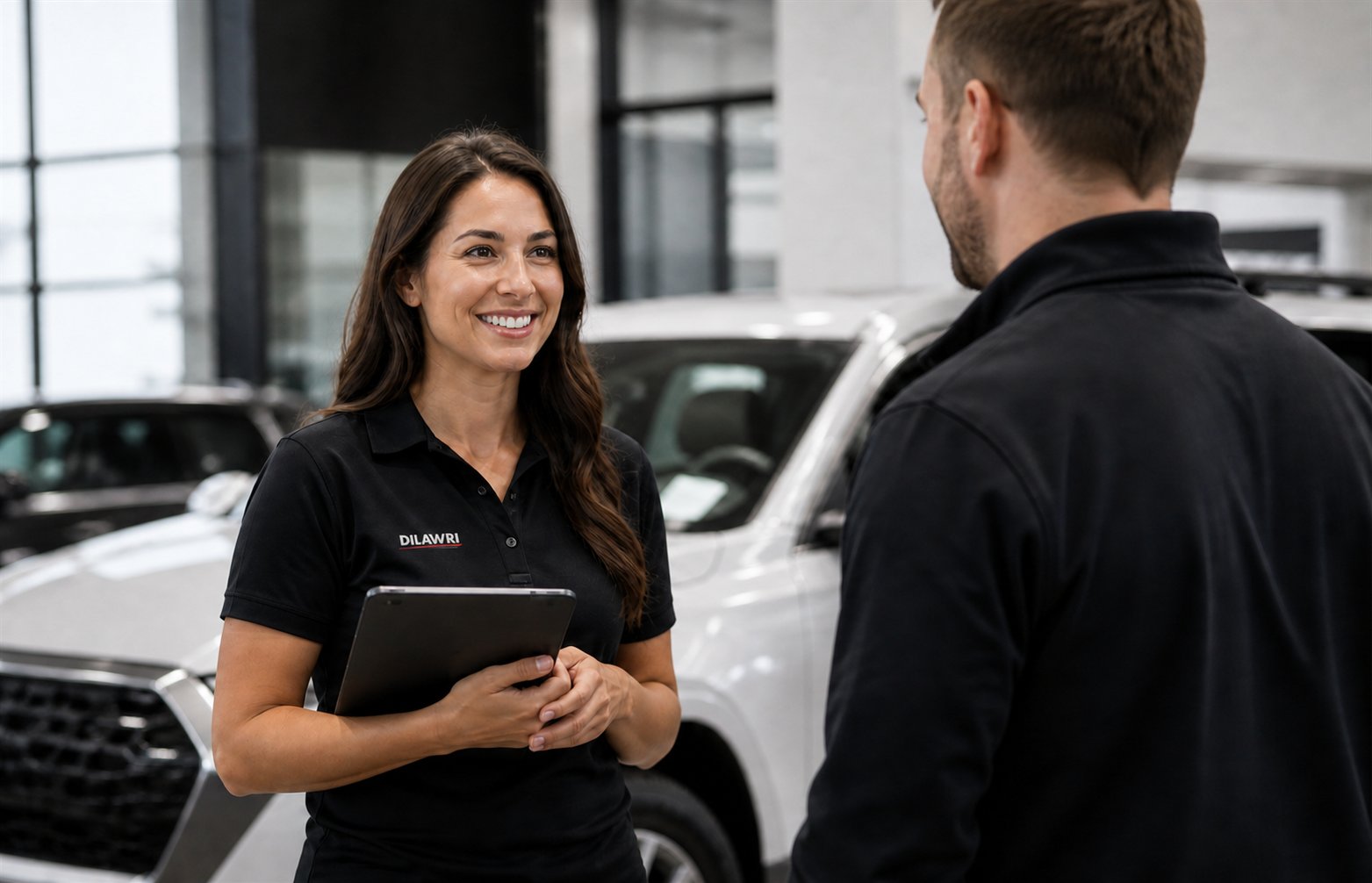 A Dilawri advisor helping a customer in the showroom