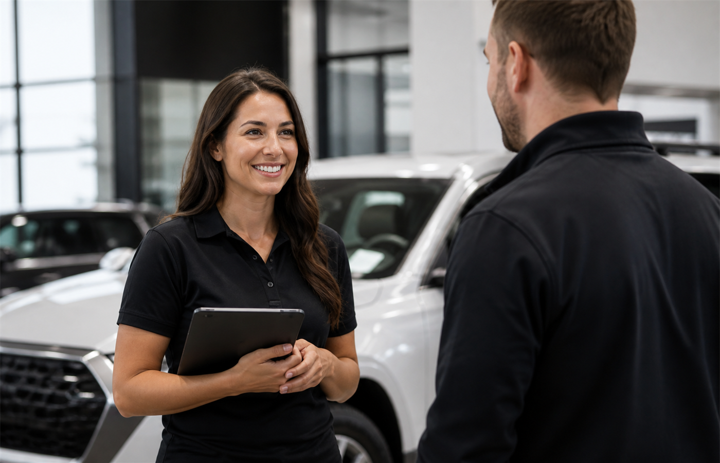 A Dilawri service advisor speaking with a customer